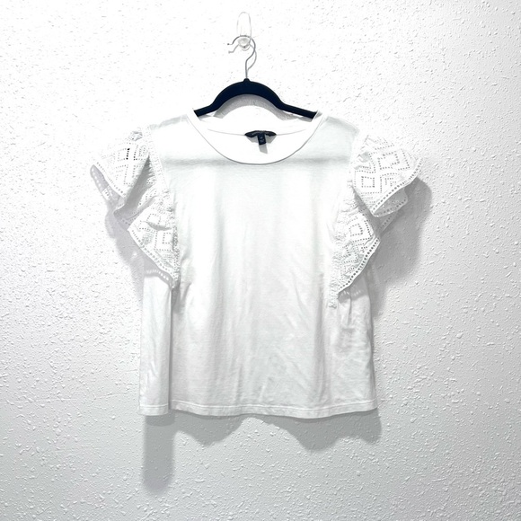 Banana Republic Eyelet Ruffle-Sleeve Top Blouse M - Picture 1 of 8